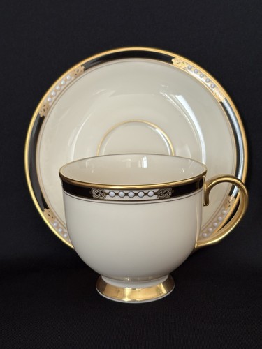HANCOCK by LENOX Discontinued Presidential Gold-Rimmed Footed Cup & Saucer Set