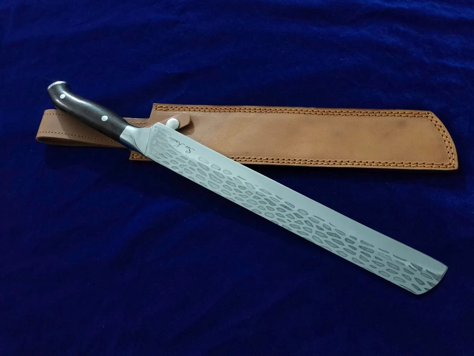 CUCHILLO CHEF COCINA PAN ACERO INOXIDABLE HOJA FIJA SEO 17.2" MANGO MADERA WENGUÉ Foto 3 de 4