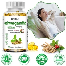Ashwagandha Supplements 6000mg Per Serving | made with MCT Oil 30/60/120capsules