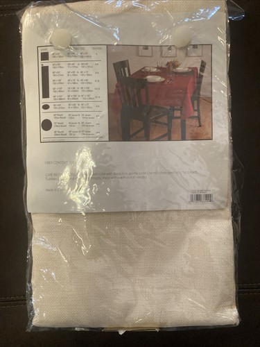 Basketweave Tablecloth Vanilla/Ivory 60" x 84" Oval (Seats 6-8) NEW - Picture 3 of 3