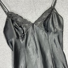 Victoria's Secret Satin Slip Dress Women Small Black Lace Trim Lingerie Nightie