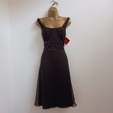 Watters & Watters Dress Size 12 New Brown Satin Chiffon BNWT Occasion Evening 
