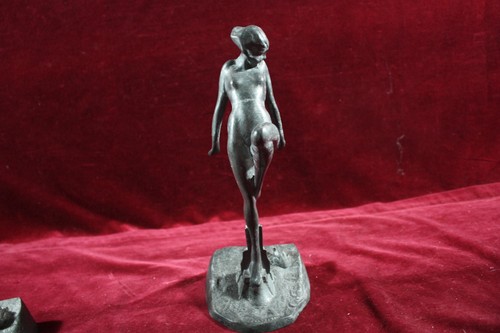 ** VINTAGE ANTIKE FRANKART ART DECO NYMPHE BUCHSTÜTZEN METALL SIGNIERT 20er Jahre ** - Bild 15 von 24