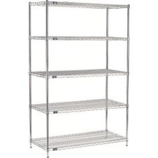 Nexel 5 Shelf Chrome Wire Shelving Unit Add On 60""W x 36""D x 63""H  Industrial