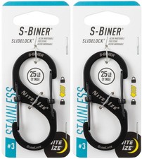 Nite Ize S-Biner SlideLock Stainless Steel Carabiner 3 - Black 2-Pack 