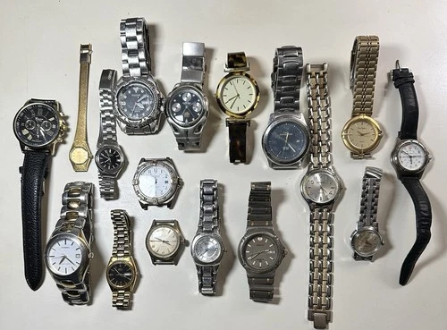 Vintage Watch Lot Timex Expedition Tag Hauer Fossil Pulsar Diver And More