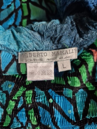 Alberto Makali Mosaic Stained Glass Crinkle Beaded Top Off The Shoulders Large - Picture 5 of 5