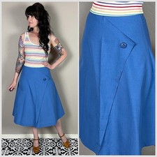 Vintage 1960s Blue High Waist A-Line Skirt - 26" Waist