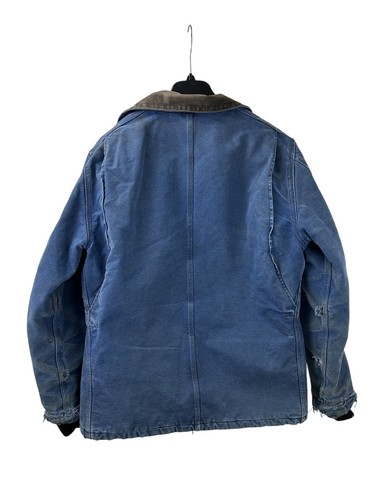 Vintage Carhartt Mens LARGE Made in USA Canvas Duck Work Jacket Blue C26BLU - Picture 7 of 24