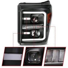 Anzo 111406 Projector Headlights w/ Plank Style Switchback Black w/ Amber