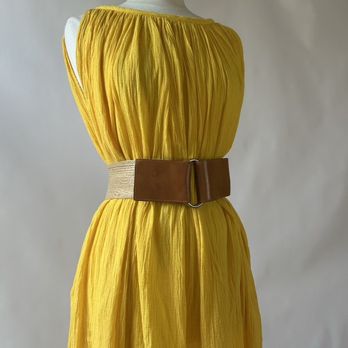 Bonwit Teller Accessories by Pearl Wide Raffia Belt with Leather Closure M Tag