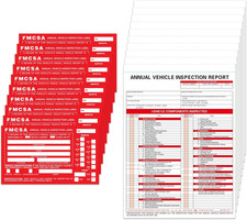 Annual Vehicle Inspection Report Forms 10 Pack with Red FMCSA Labels Aluminum