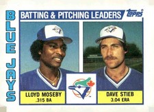 1984 Topps #606 Blue Jays Leaders / Checklist (Lloyd Moseby / Dave Stieb)