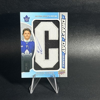 2024-25 SP GAME USED EASTON COWAN 6/35 DDM AUTO DRAFT DAY MARKS  C 
