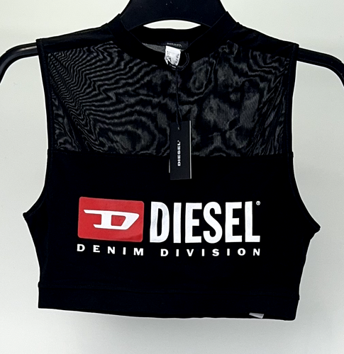 Diesel Classic Logo Crop Top, Womens Top UK Size 10, Small, Black, New - Picture 11 of 12