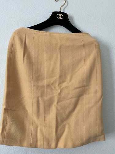 CHANEL RUNWAY CLASSIC WORK PARTY GORGEOUS CC LINED YELLOW TWEED WOOL SKIRT 38 - Picture 8 of 9