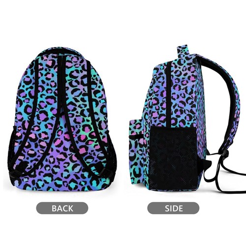Rucksack mit Leopardenmuster für Mädchen, Gepard Rucksack, Farbverlauf hell neonblau... - Bild 2 von 6