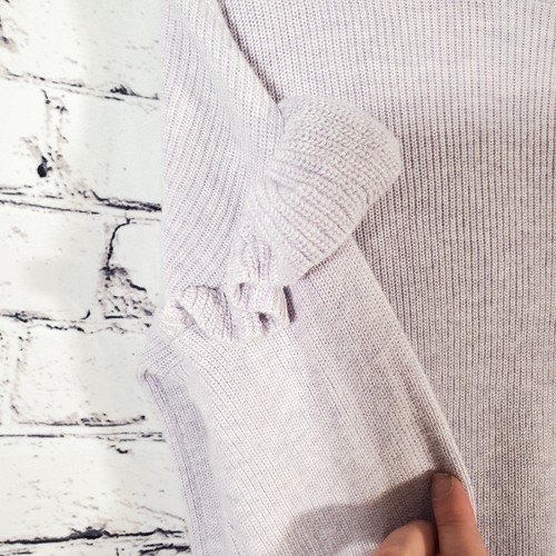 J Crew Light Lavender Cotton Ruffle Long Sleeve Sweater Round Neck Pulli S - Bild 6 von 17