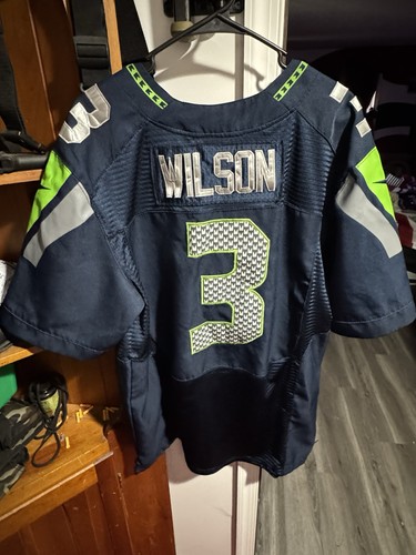 Nike Seattle Seahawks Jersey Russell Wilson #3 Navy On Field Size 48 - Picture 10 of 18