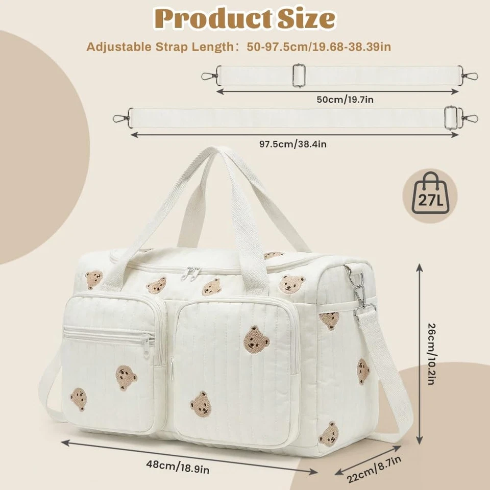 Aucuu Wickeltasche, Babytasche Mama Tasche, Kliniktasche Geburt Stickerei, Groß - Bild 2 von 4