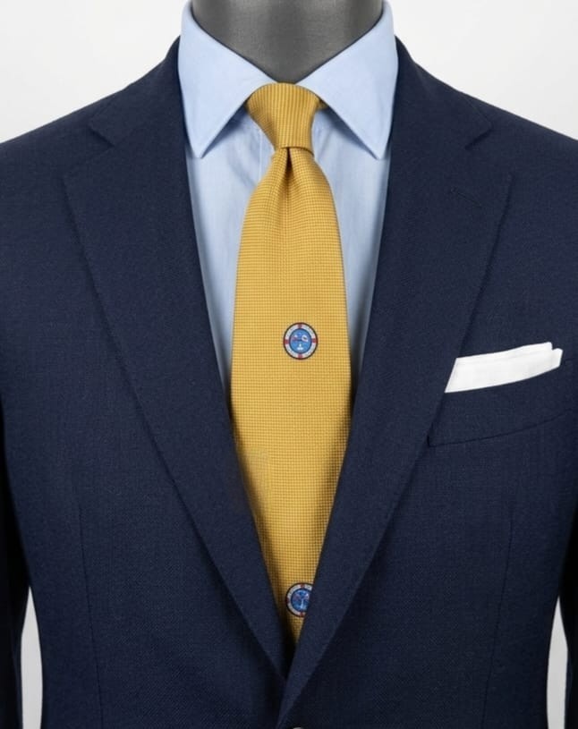 Cravatta Vintage 100% Seta Made in Italy Newport Beach Club Oro Nautica Ricamo