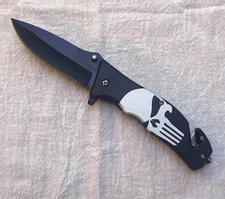 ElitEdge Edge Skull Design On Handle Assisted Opening Folding pocket knife