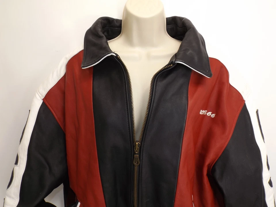 Chaqueta de cuero vegano Route 66 bandera americana forrada de franela PESADA - para mujer talla XXL Foto 2 de 4