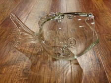 Vintage Glass Fish Shape Terrarium Planter Vase Bowl Candy Dish Bowl Large