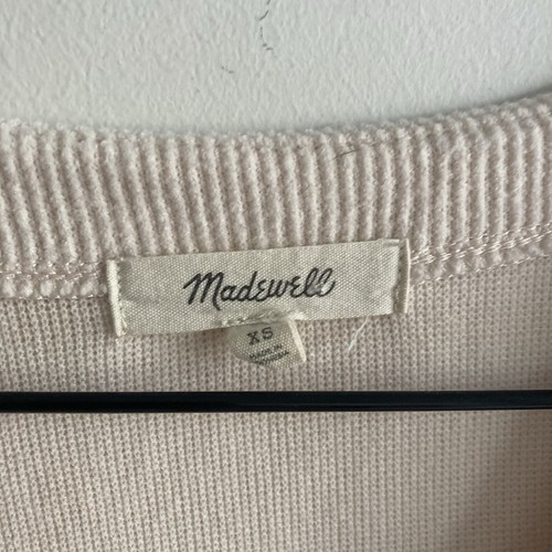 Madewell Ottoman Ribbed Cardigan XS Cream Beige V-Neck Button Up Casual - Picture 4 of 16