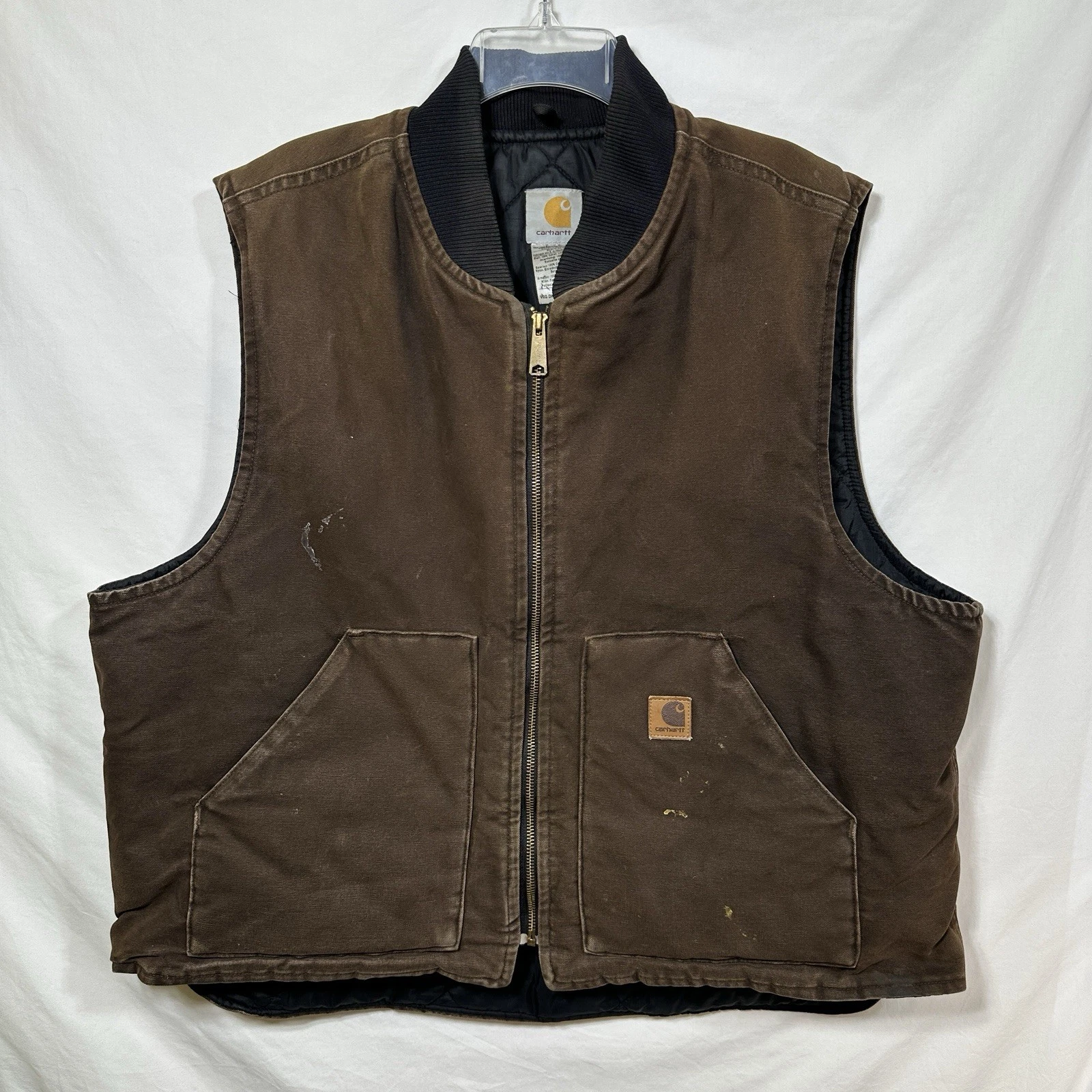 Vintage Carhartt Dark Brown 2XL Workwear Vest Arctic Quilt Lined USA Made DKB