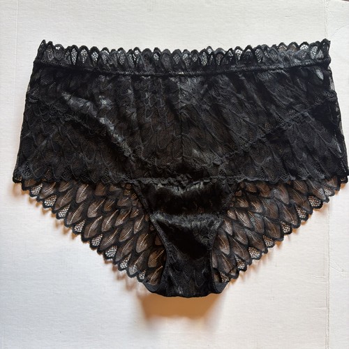 Montiel’s Intimates Spitzen High Waist Slip Federmuster schwarz silber Gr. Large - Bild 3 von 6