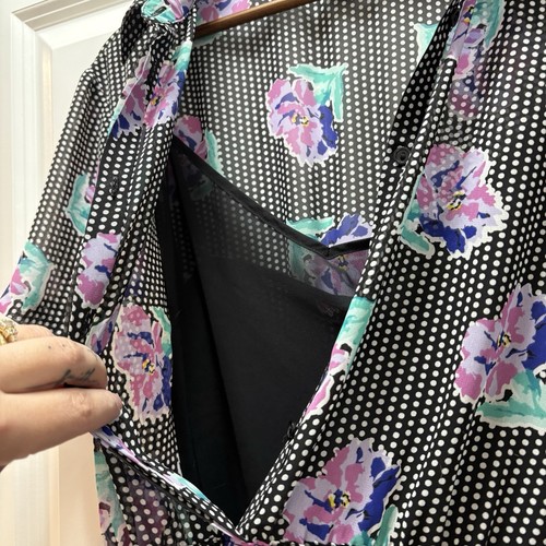 I Heart Ronson slip dress 90's y2k style black mesh with floral Polka Dot XL - Picture 7 of 7