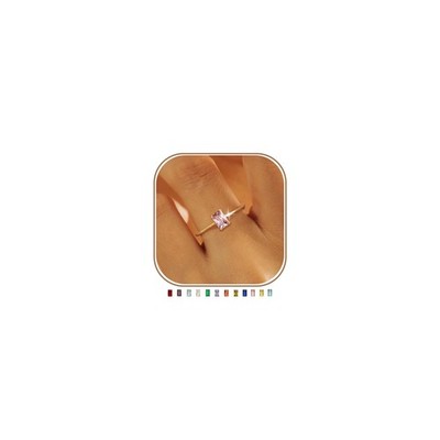 Gold Birthstone Rings for Non Tarnish 14K Gold Plated Stackable CZ Thumb Eter...