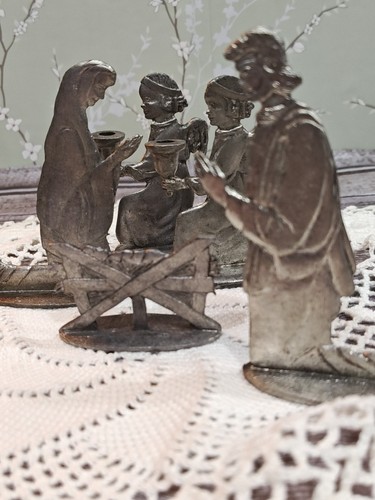 Metzke Vintage 1970+ Nativity Set Candle Angel Holder Miniature Pewter Christmas - Picture 8 of 13