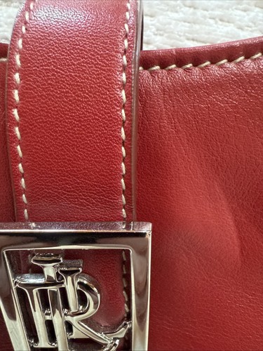 LRL Lauren Ralph Lauren rot Metall Akzent Medium Hobo Schultertasche Tasche SCHÖN! - Bild 5 von 22