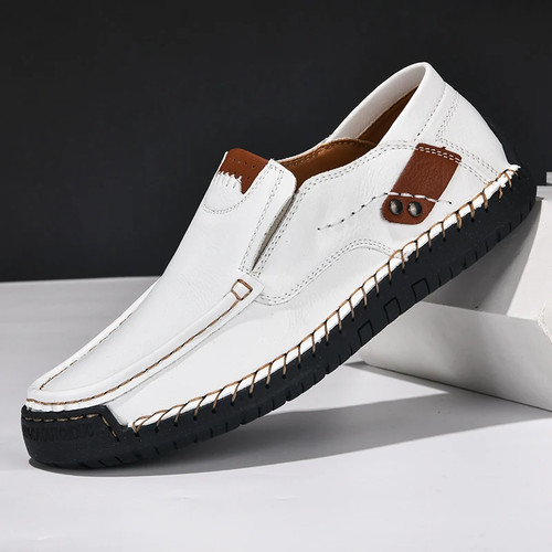 Hecho a mano Cuero Hombres Informales Sin cordones Mocasines Zapatos Planos Mocasines Zapatos para Caminar - Imagen 5 de 28