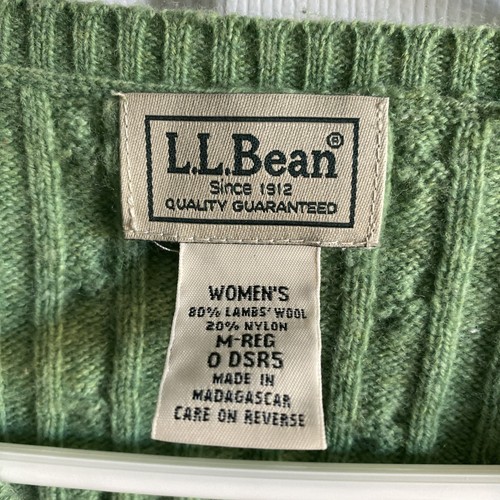 LL Bean Damen klassisch grün Lammwollmischung V-Ausschnitt Pullover Weste Gr. Medium - Bild 2 von 5