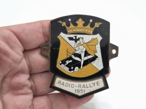 Vintage 1951 Dutch Radio Rallye Rally Car Particpant Badge Enamel Brass ORIGINAL - Picture 2 of 10