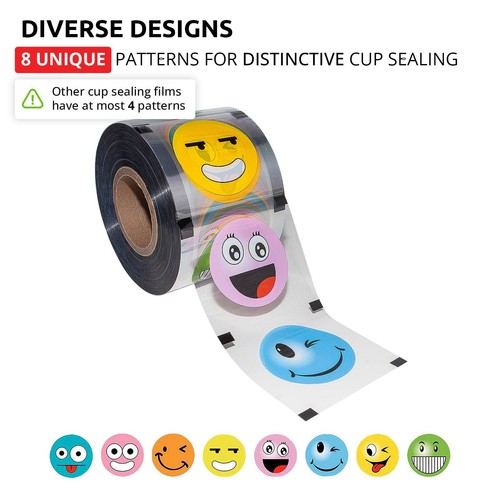 Cup Sealing Film Colored Funny Faces | 8 Patterns | 2 PCS | Seals 3304 Cups p... - Imagen 7 de 7
