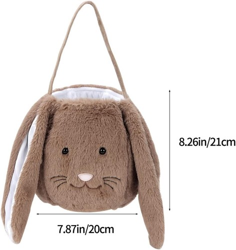 Easter Egg Hunting Baskets Plush Brown Bunny with plush brown - Picture 4 of 6