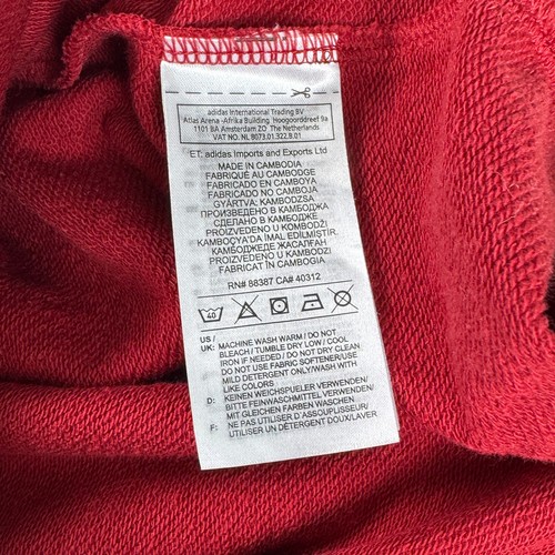 Adidas Women's Cropped Sweat Shirt Red with Gold Graphic Size Small No Hem - Picture 10 of 10