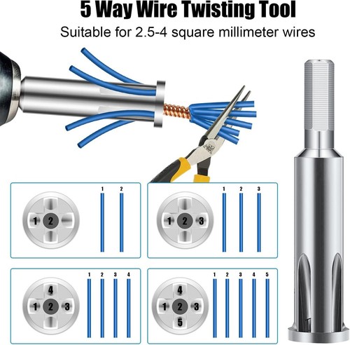 3x Utensile Spelafili e Torsione Trapano Elettrico Spelacavi Dado Twister - Foto 7 di 7