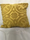 Square Arabesque Pattern Textured Throw Pillow Mustard Yellow Boho Couch Bed EUC