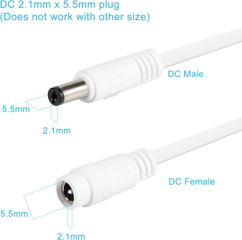 Cable extension 3p 20ft 12v dc 2 1x5 5mm camara cctv led auto blanco compatible - Picture 6 of 12