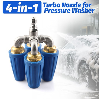 #ad 360° Rotating Pressure Washer Four Turbo Nozzle 1 4quot; Quick Connector 2.5 Orifice $33.86