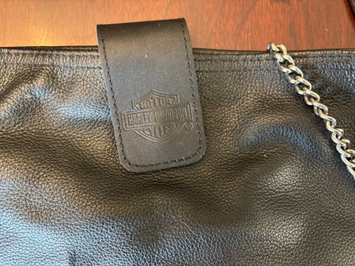 Vintage Harley Davidson Black Leather Shoulder Bag Purse Tote Wallet Belt Bag - Picture 4 of 12