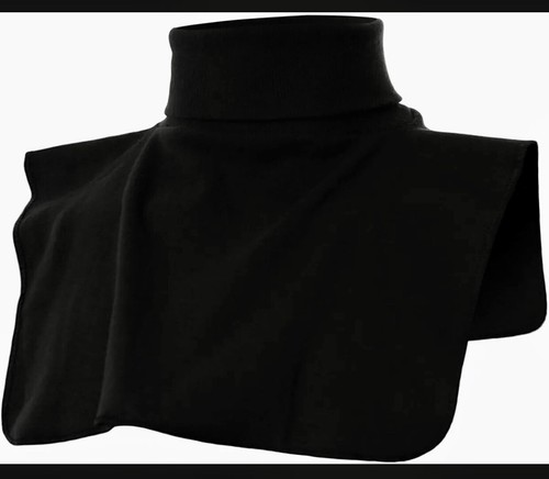 OHOO Mens Ribbed Cotton Blend Fake Turtleneck Collar Keep Warm Black