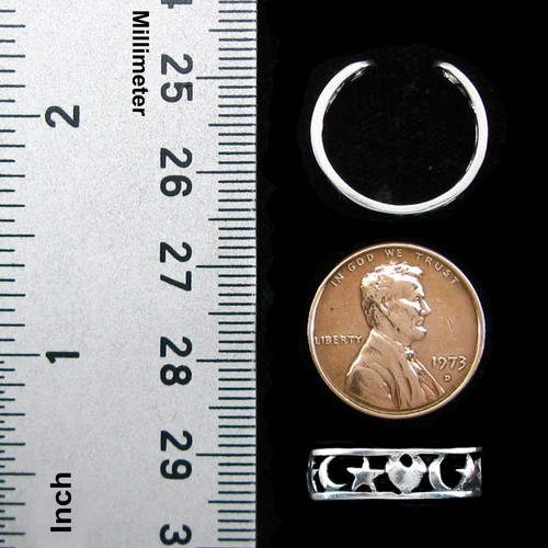 Cuore,Luna & Stars Punta Anello IN Argento Sterling Massiccio - Nuovo - Made Il - Foto 3 di 5