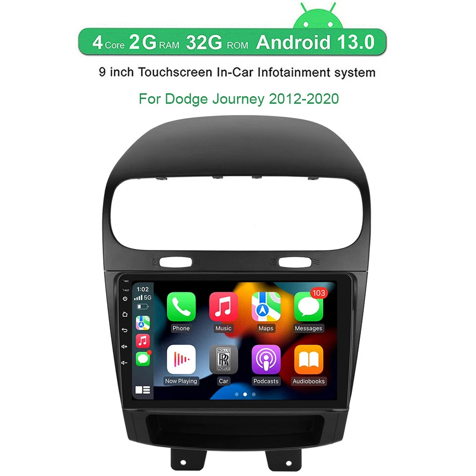 For 2012-2020 Dodge Journey Car Stereo Radio GPS Navi Android 13 Carplay 2+32GB - Image 2 of 4