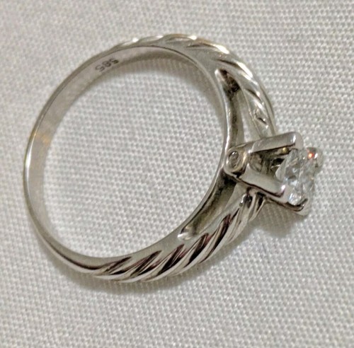 ANILLO DE COMPROMISO SOLITARIO DIAMANTE NATURAL ORO BLANCO 14k 1/4 quilates - Imagen 6 de 9